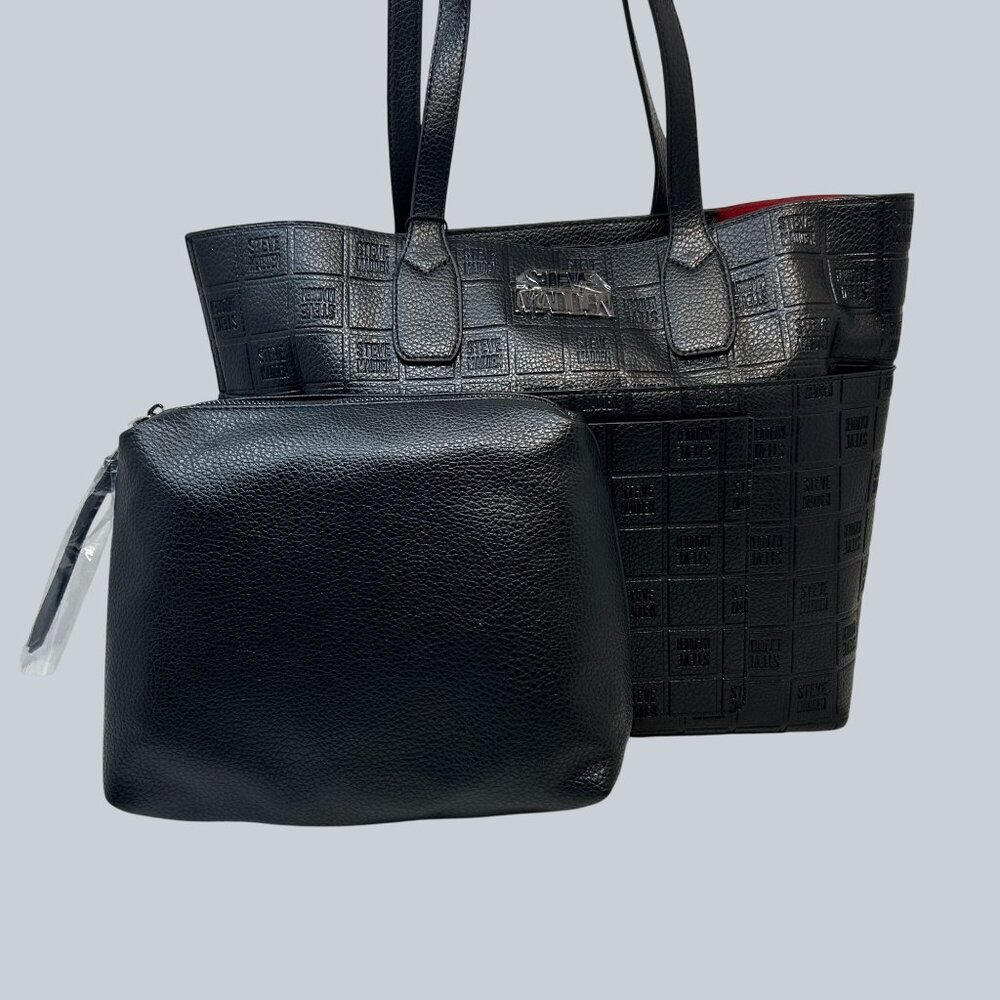 Steve Madden Tote Bag with Matching Zip Pouch – Large Shoulder Bag